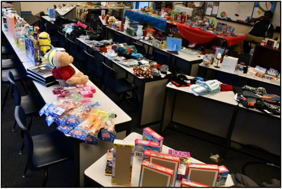 More than 75 people received more than 400 gifts from the Jingle Bell Shop Dec. 18-19 in room 153.
