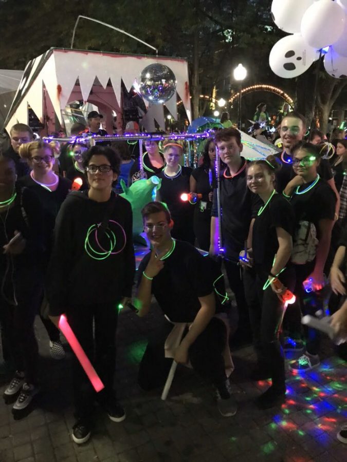 The Boone art club walked in the evening BLINK parade in Cincinnati to represent the school and showcase their glow-in-the-dark pig.