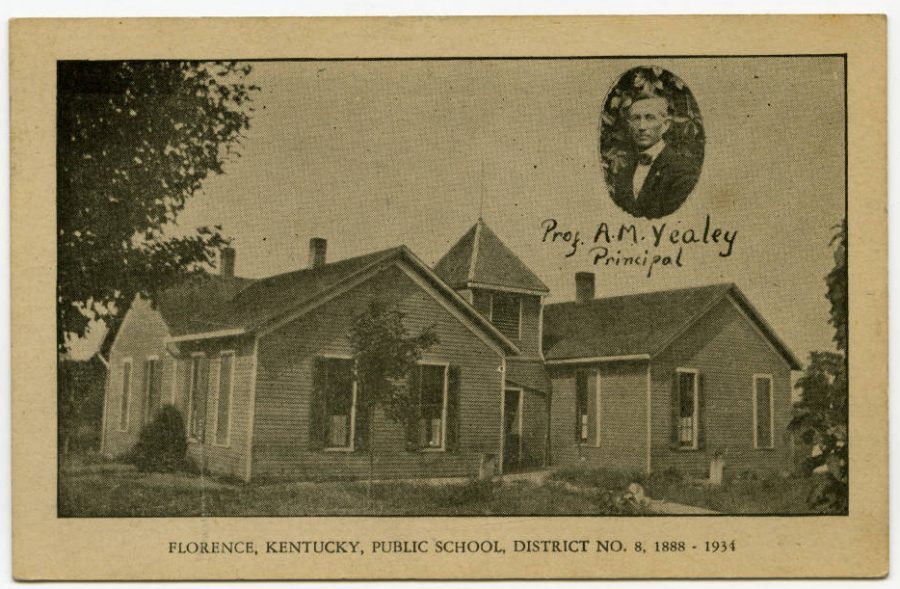 A post card depicts the public school building that served Florence until the early 1930s.