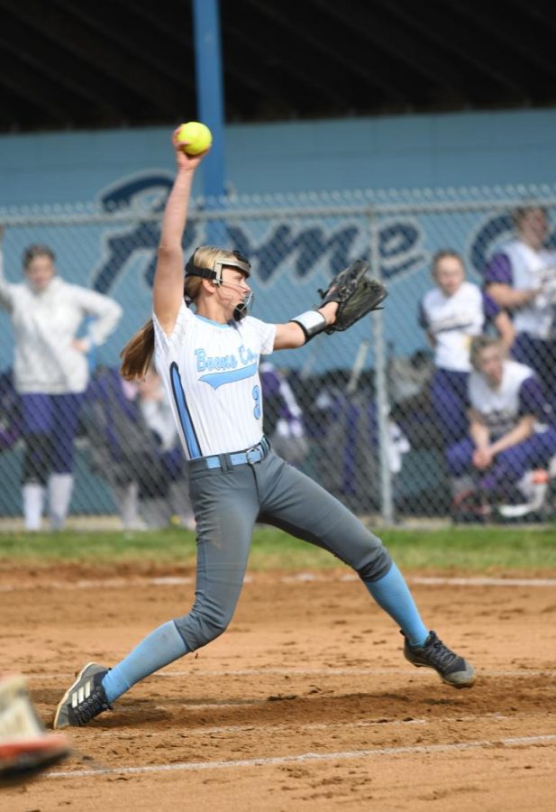 Junior K.B. Irwin pitches during the fast pitch softball home game against Campbell County on May 10.