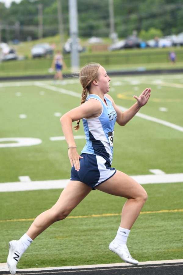 Junior Hailey Carter sprints at the regional meet at Campbell County on June 1.