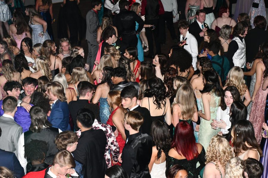 The crowd dances at Prom at Paul Brown Stadium in Cincinnati on April 2.