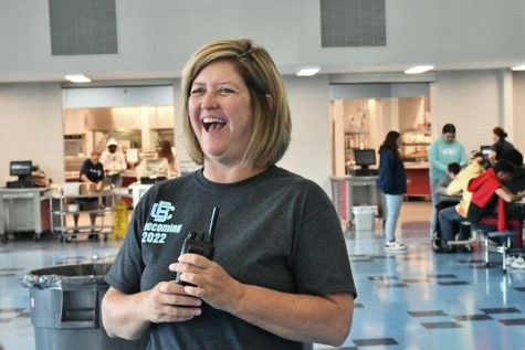Principal Stacey Black laughs in conversation in the commons on Sept. 16.