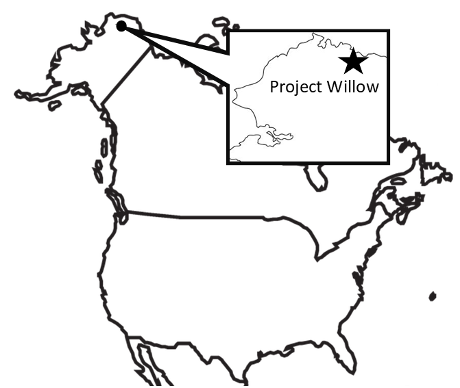 Willow is an oil drilling site in Arctic Alaska and is run by ConocoPhillips. The project will generate up to $17 billion, about 300 long-term jobs, and  600 million barrels of oil, but it will also release 9.2 million metric tons of carbon pollution per year according to CNN.
