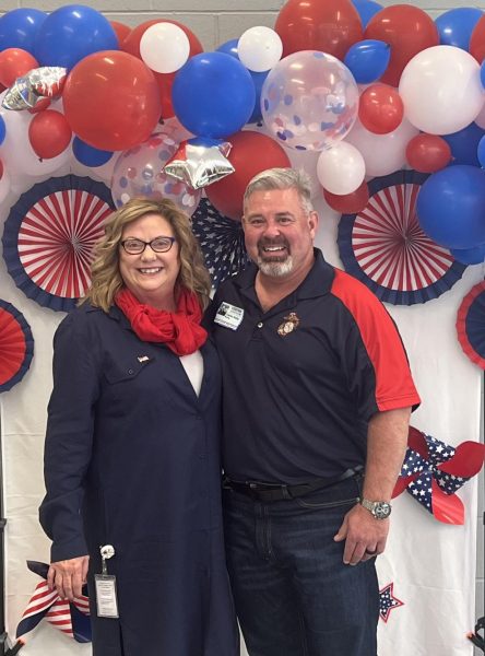 Veteran and 1993 Boone grad Brandon Bailey (RIGHT) poses with his former teacher, Cindy Wallace, at the Boone Veterans Day celebration on Nov. 10.
Photo Submitted