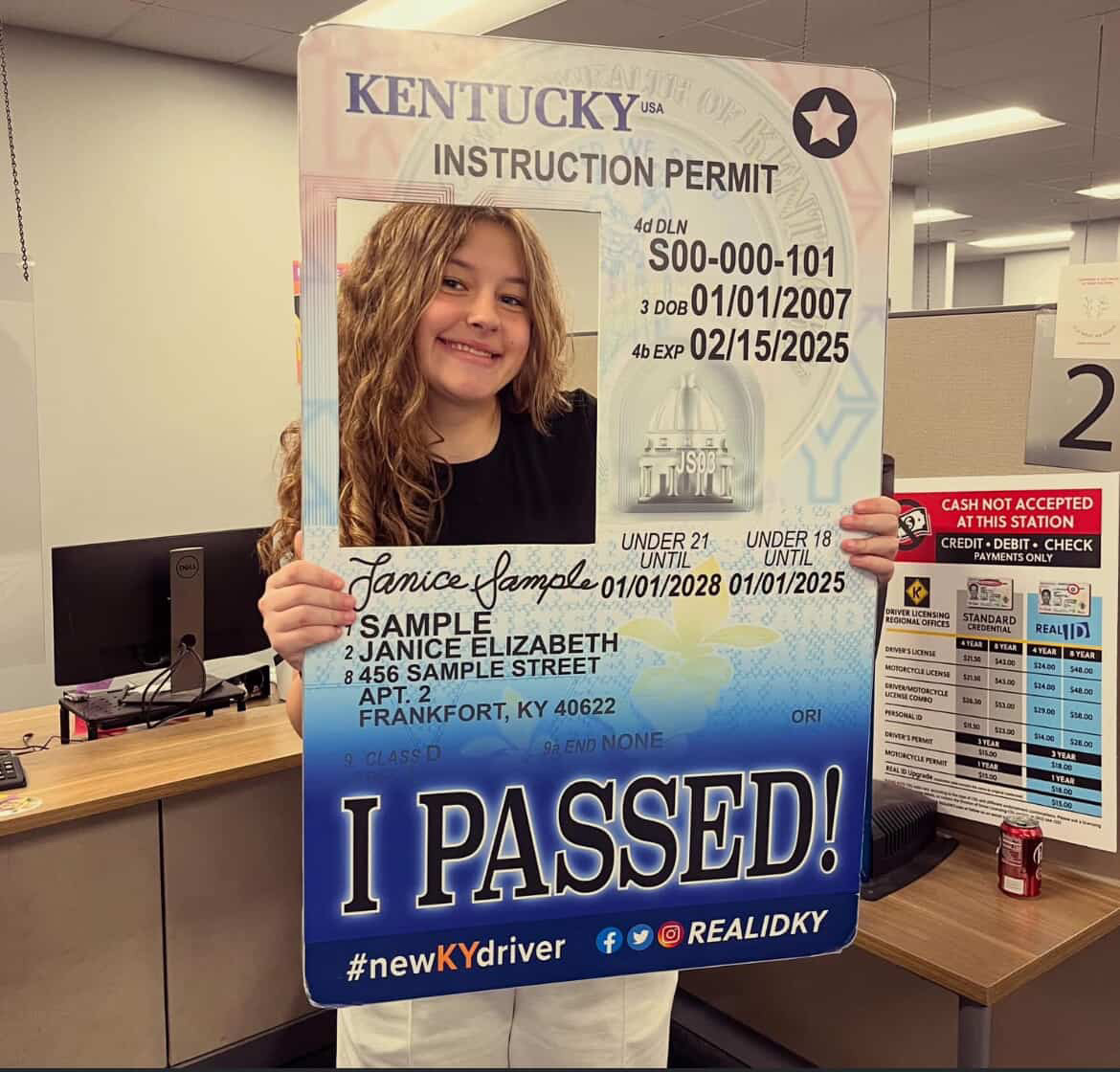 Madilyn Smith poses for a picture at the Burlington DMV after successfully passing her permit test on April 15, 2024. (Photo submitted)